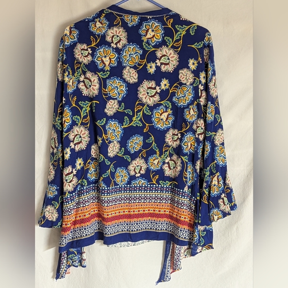 Fig And Flower Rayon Plus Size 2X Top Multi Color Attached Tank Bell Sleeves - Picture 9 of 14